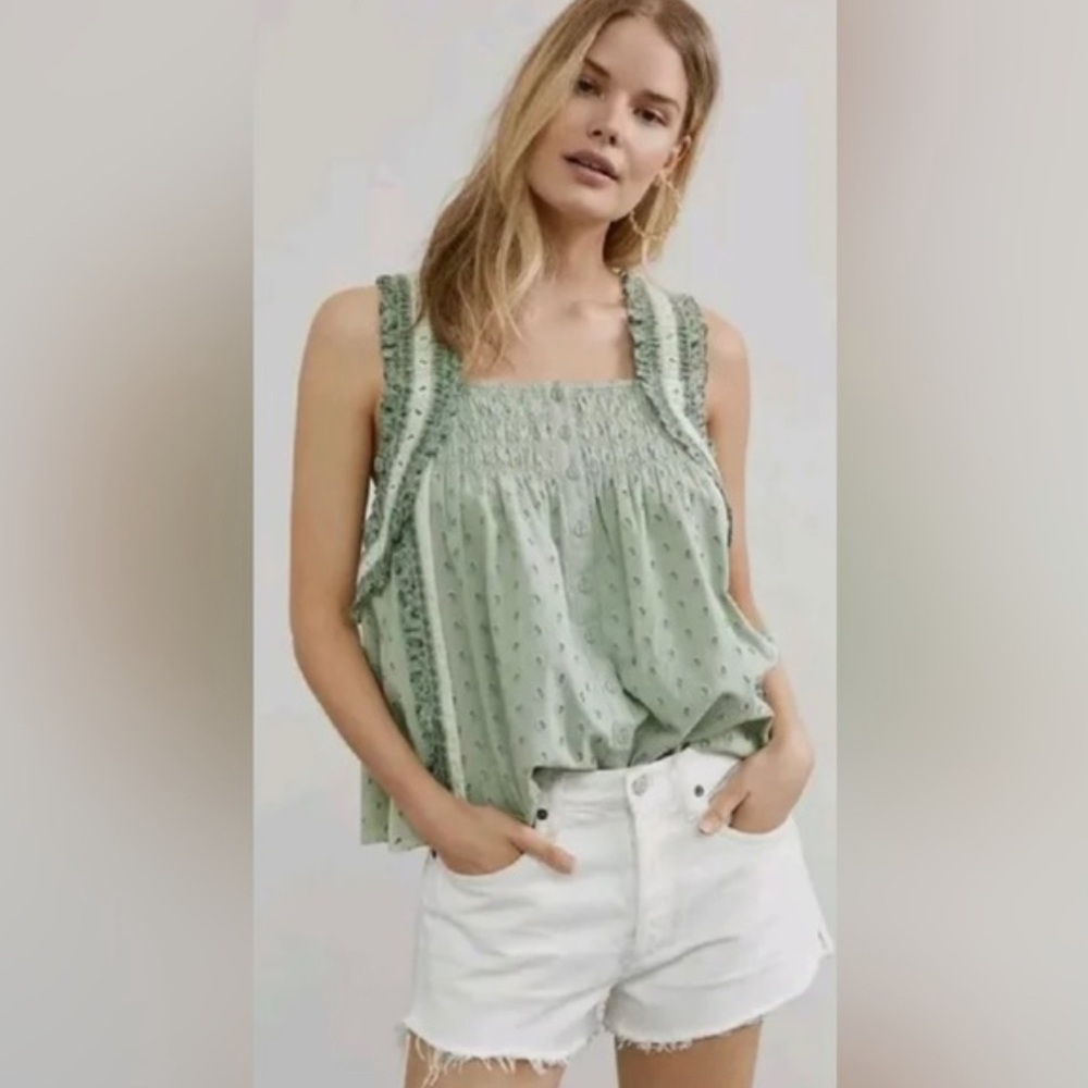Anthropologie Forever That Girl Effie eyelet top XS Boho Cottagecore Festival
